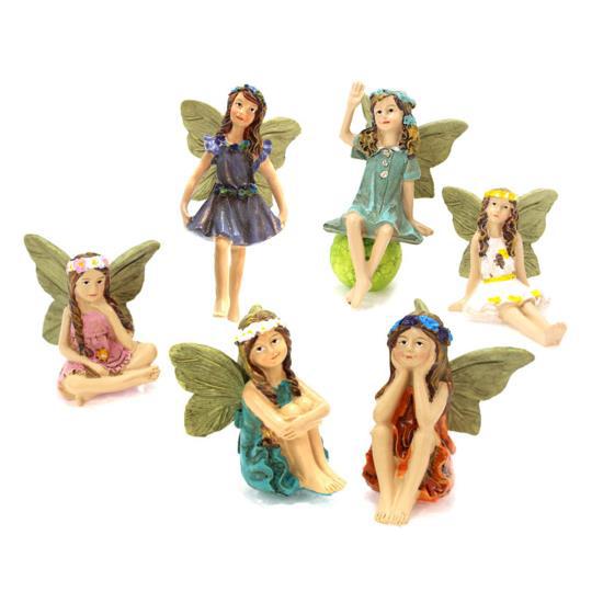 Mini Fairies Figurines Cute Clear Pattern Resin Miniature Fairy Sculpture for Fairy Garden Accessories 