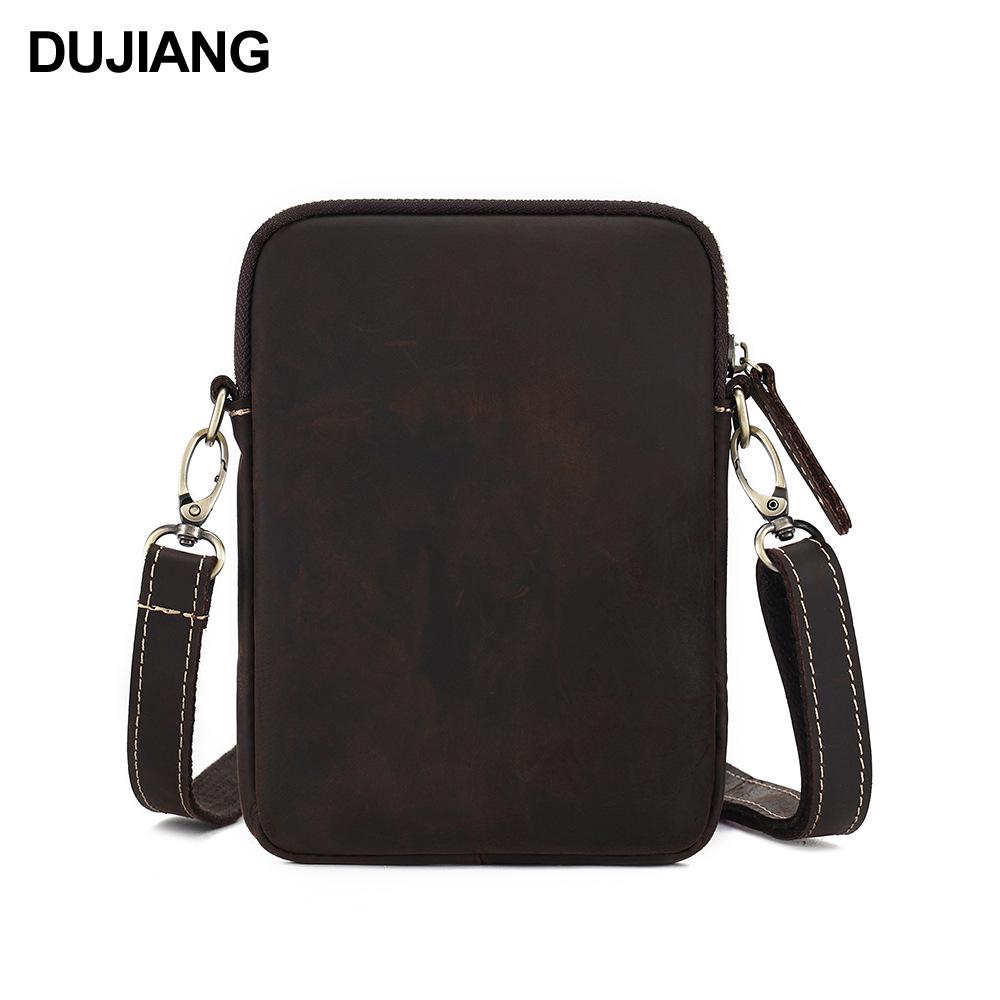 Men's Crazy Horse Leather Shoulder Bag - Genuine Cowhide Crossbody, Casual Summer Messenger Backpack