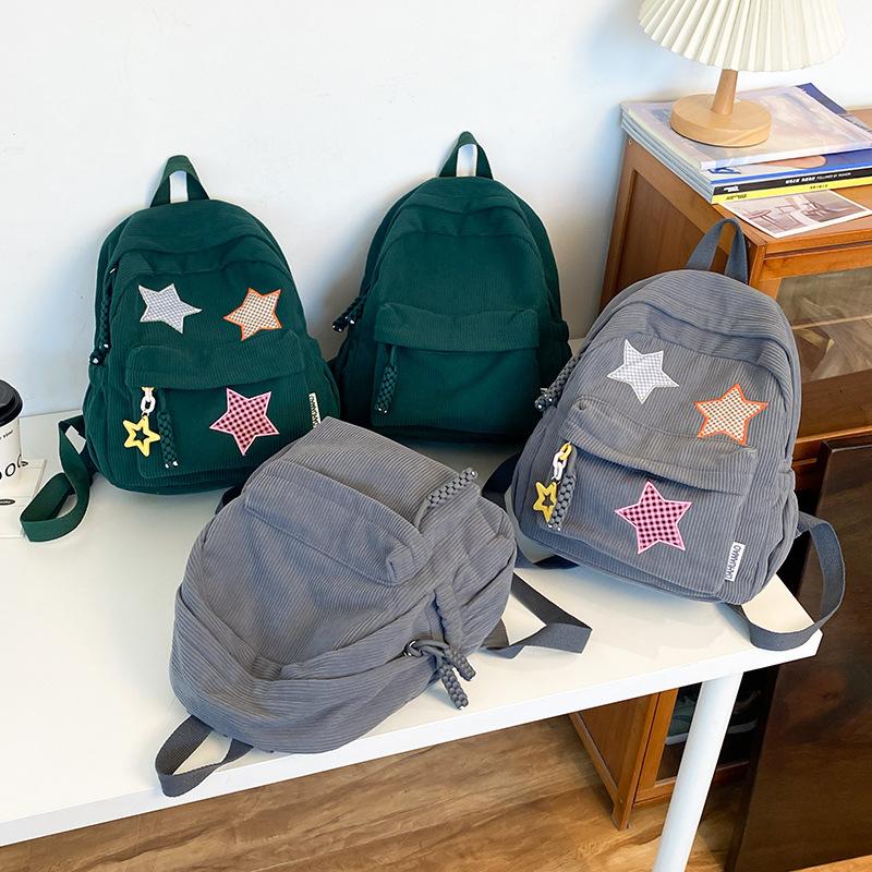 Schoolbag velvet large-capacity backpack 1011 new high school student class schoolbag small fresh solid color cute versatile backpack
