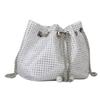 Diamond drawstring dinner bag women's fashion design sense full diamond messenger bag niche versatile women's bright diamond chain bucket bag