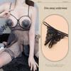 Transparent Erotic Lingerie Set with Underwire and Open Crotch - Removable Sleep Dress for Small Chest