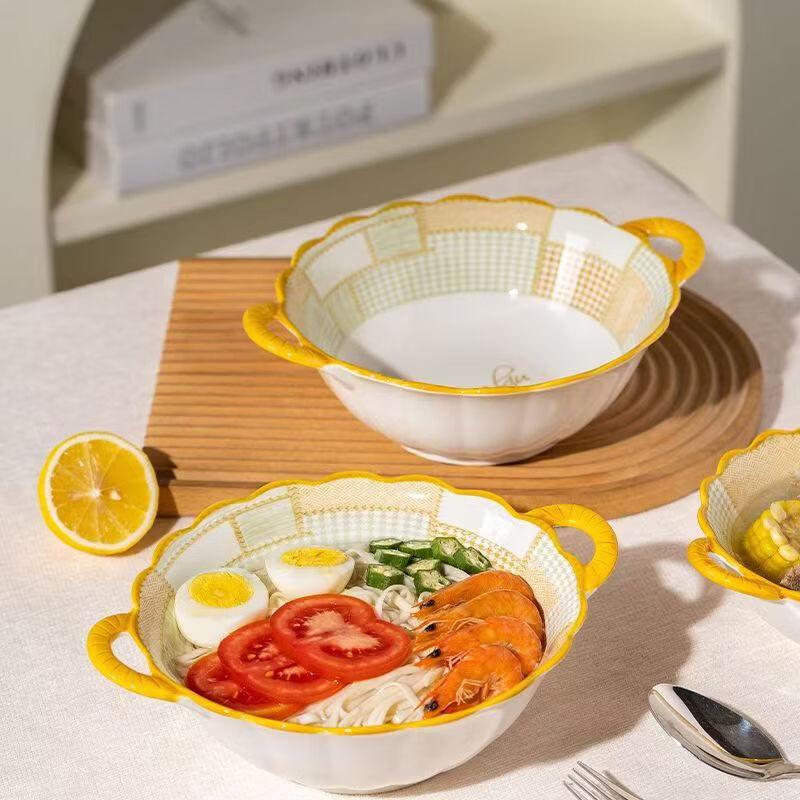 

Керамическая суповая тарелка ZISIZ 8 дюймов с двумя ручками