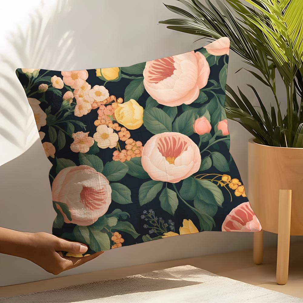 Natural Simple Flower Decoration Pillow Case Linen Cushion Covers For Decorative Sofa Home Pillows Case Car Chair Pillows Cases