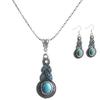 Vintage Elegant Retro Turquoise Dangel Hook Earrings & Necklace Jewelry Sets