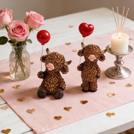 Alla hjärtans dag Höglandsboskap Figurin Harts Kärlekshjärta Höglandsboskap Staty Romantisk Gårdsbordsprydnad för Kök Trappstegshylla Heminredning