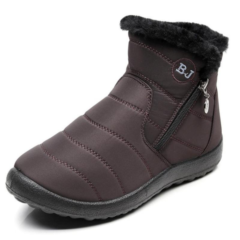 Winter cotton boots medium and old fashion zipper snow boots high flat warm cotton shoes