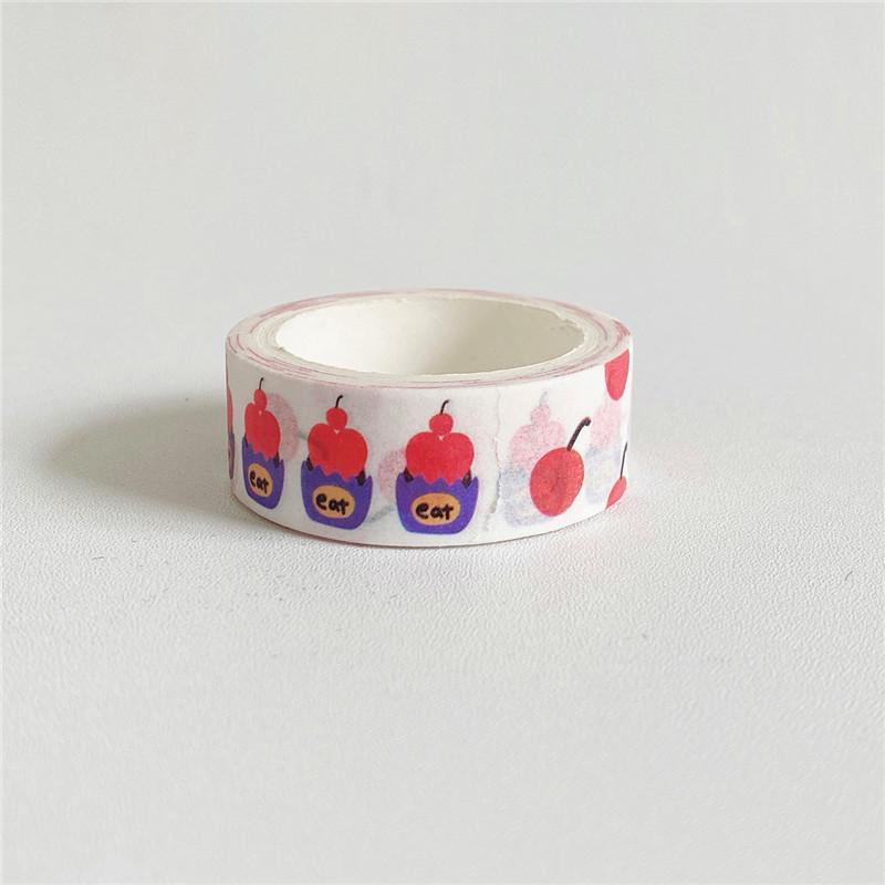 5m Washi Tape Heart Cake Pattern Black White Decorative Paper Tape for Journaling Sealing Stickers Stationery Ins Style