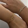 2Pcs Fashion Stainless Steel Couple Bracelet for Women Men Simple Knot Snake Chain Adjustable Bracelets Unisex Jewelry Gifts