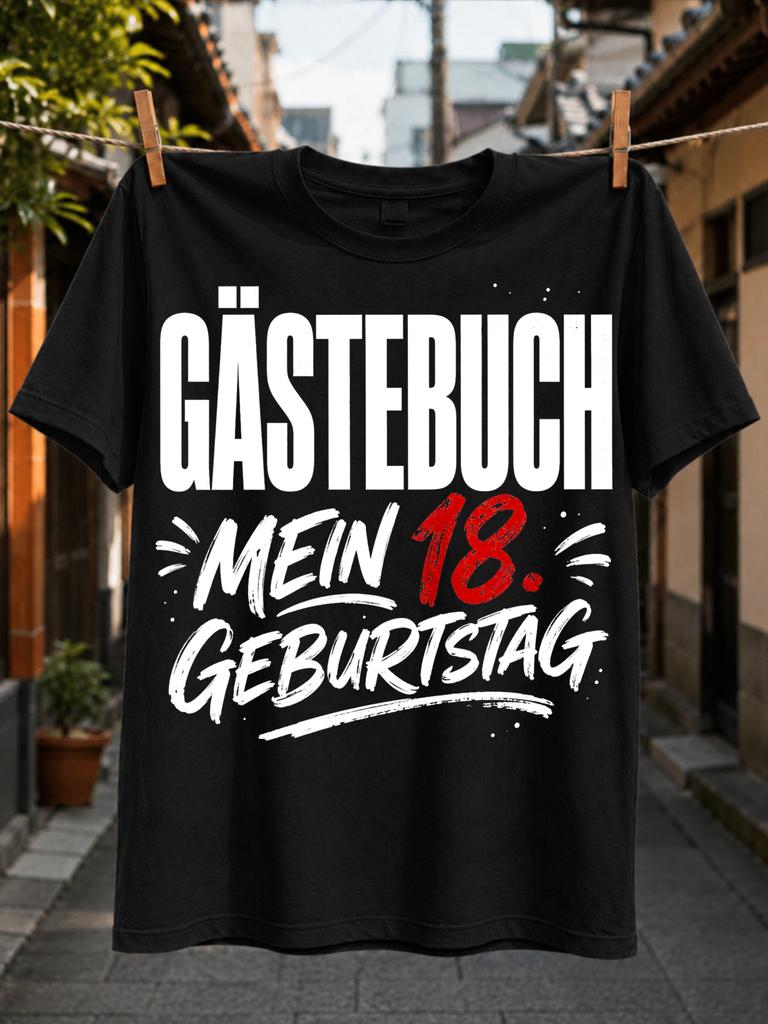bold German GaSTEBUCH MEIN 18 GEBURTSTAG in distressed and red brush style bold celebration Unisex All T-Shirt