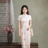 Beautiful new Chinese-style improved short-sleeved medium and long large-size cheongsam skirt elegant retro temperament young dress