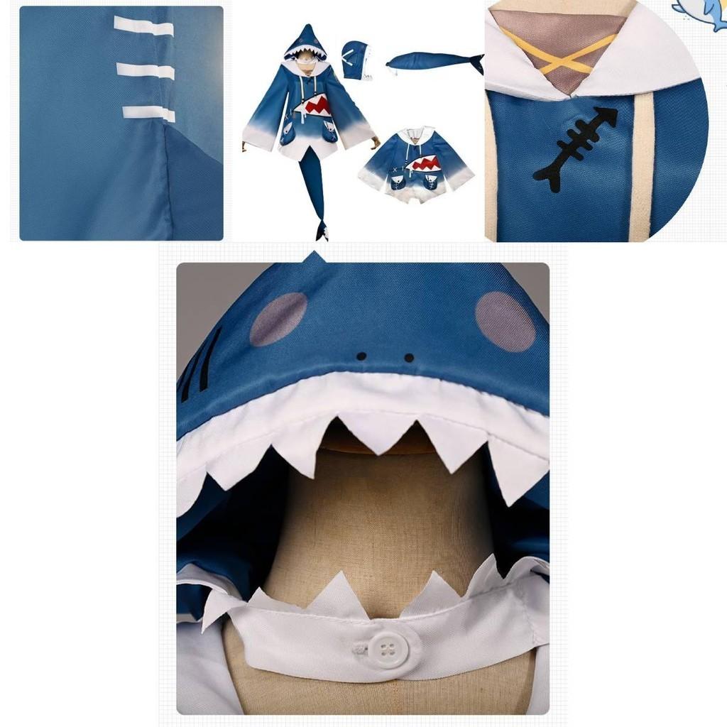 Get Hololive Gawr Gura Cosplay Costume Shark Jacket Outfit With Fish Tail Role Play