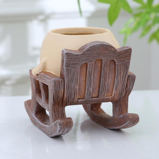 Smiling Face Planter Pot Resin Flower Pot with Four Limbs Fun Irregular Shape