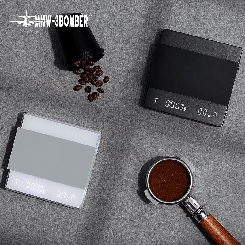 MHW-3BOMBER Digital Coffee Scale With Timer LED Screen Espresso USB 2kg Max.Weighing 0.1g High Precision Measures Kitchen Scale