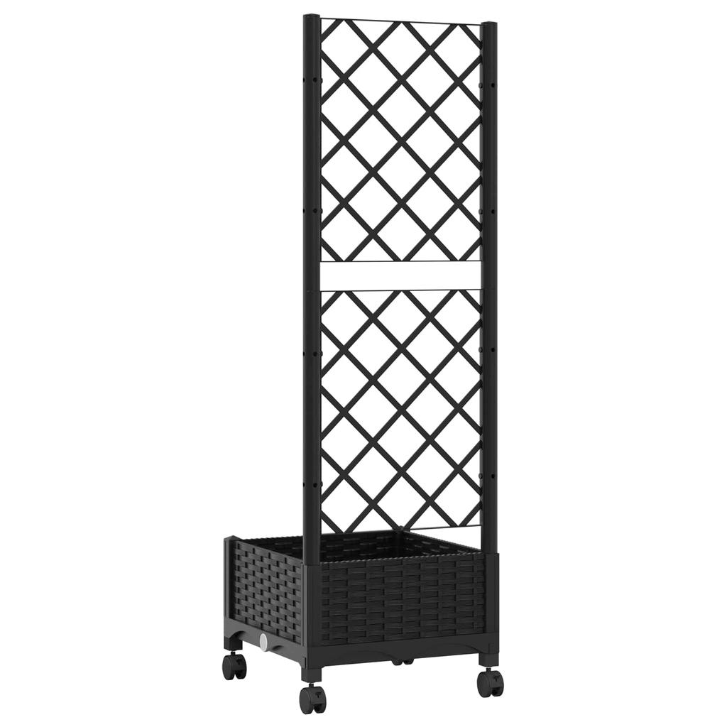 Planter with Trellis and Wheels Black 40 X 40 X 131.5 Cm