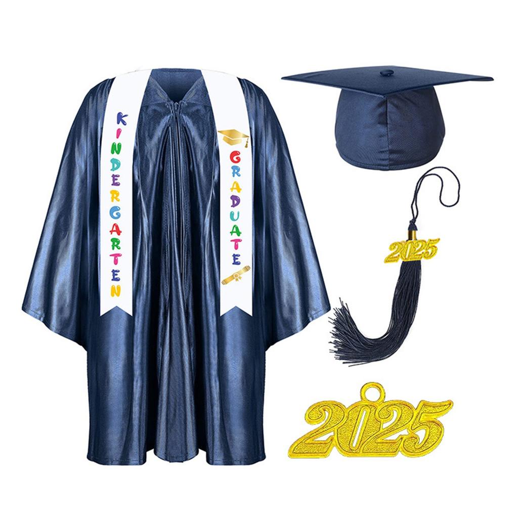 Kindergarten Graduation Cap With Tassel & Printed Gown. Perfect For Memorable Pos And Ceremonies