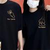 Korean Street Style Cotton Couple Valentines Tshirt Cartoon Cute Rabbit Carrots Print Unisex Women Top Streetwear Kawaii Clothes