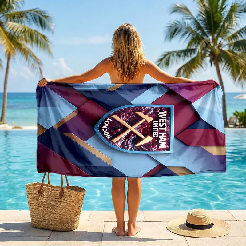 Asciugamano da Spiaggia West Ham United Football Morbido Microfibra Asciugamano Estivo Asciugatura Rapida Assorbente per Spiaggia Piscina Viaggio