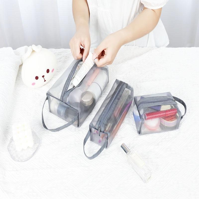 Korean Storage Bag Zipper Makeup Women Cosmetic Skin Care Storage Large Capacity Toiletry Mesh Travel Wash Bag clothes organizer