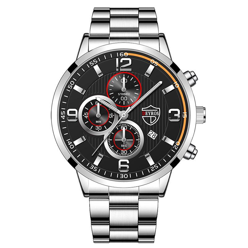 

Модний повсякденний чоловічий годинник Спортивний годинник Модний з нержавіючої сталі з календарем Чоловічий годинник Чоловічий студентський стрілочний кварцовий годинник срібний