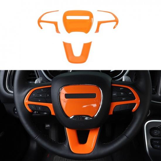 Steering Wheel Cover Trim Frame Kit for Dodge Challenger & Charger 2015+ Orange