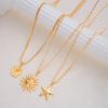 3 Pcs Fashion Sun Starfish Pendant Neckalce Set for Women Bohemia Beach Simple Roseflower Copper Metal Choker Necklace Jewelry