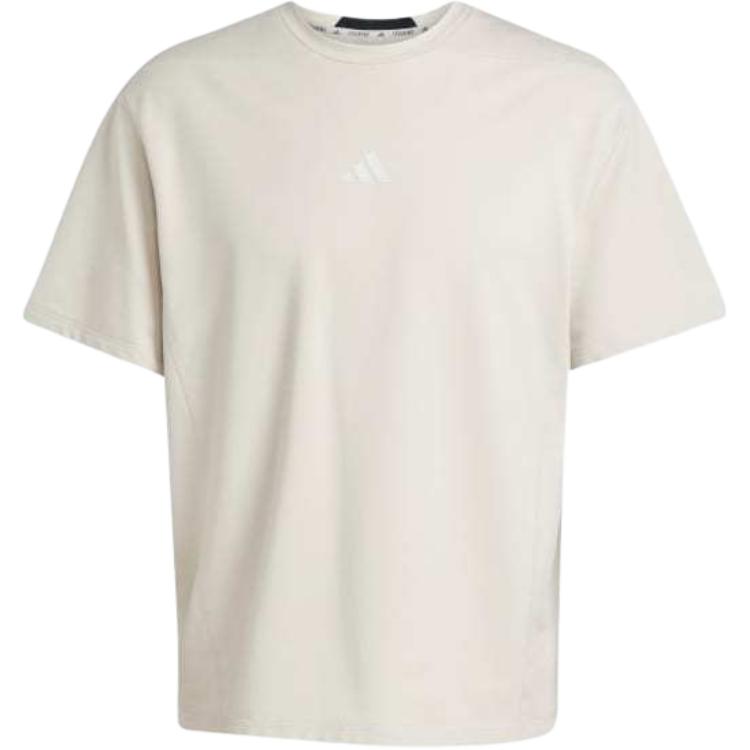 Adidas Logo Loose Fit Round Neck Short Sleeve T-Shirt Men Tops Beige JX0705