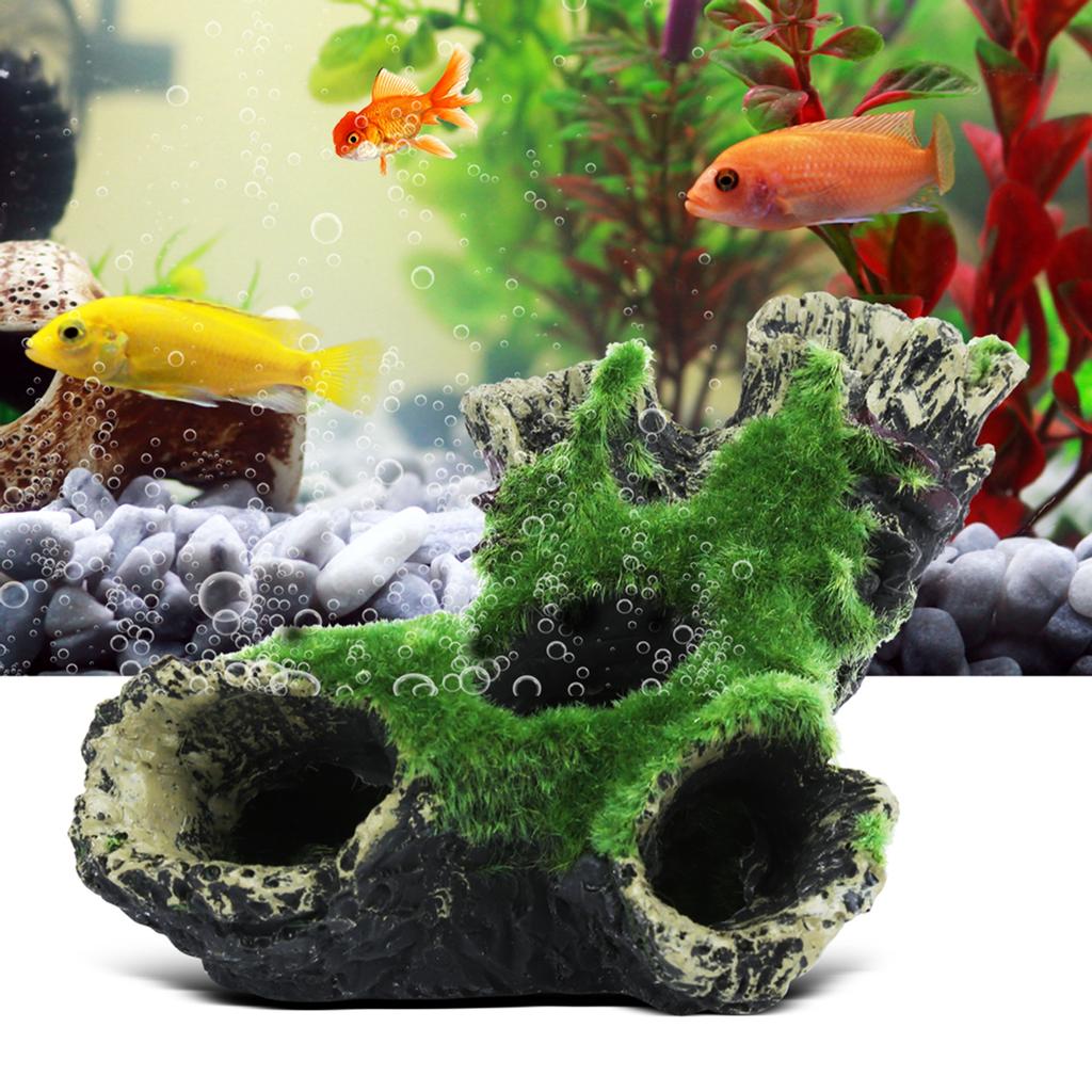 Artificial Resin Dead Wood Hole Hiding Cave Aquarium Fish Tank Ornament Decor Landscaping