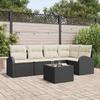 Garden Sofa Set with Cushions 6 pcs Black and White Poly Rattan