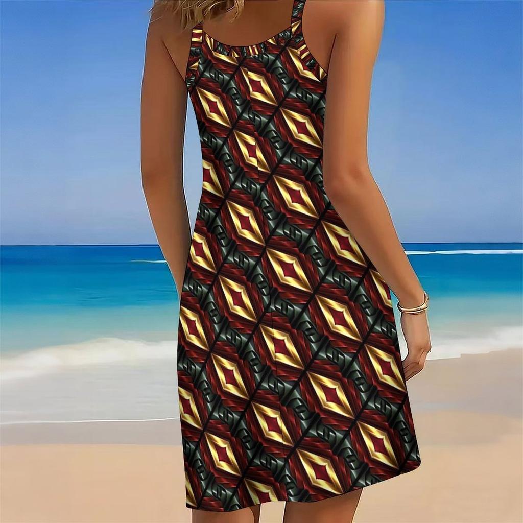 Women's Beach Dress Mini Dress Retro Print Casual Modern Dress Sleeveless Loose Fit Outdoor Daily Summer