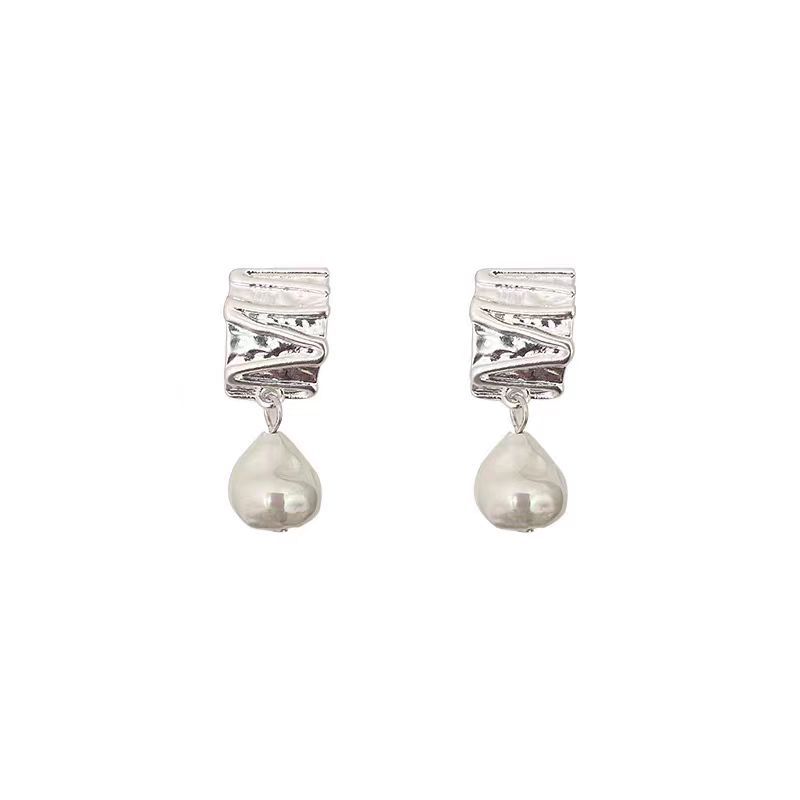 Texture Pearl Earrings Earrings Women'S Simple Fashion Personality Temperament S925 Stud Earrings Versatile Elegant Earrings