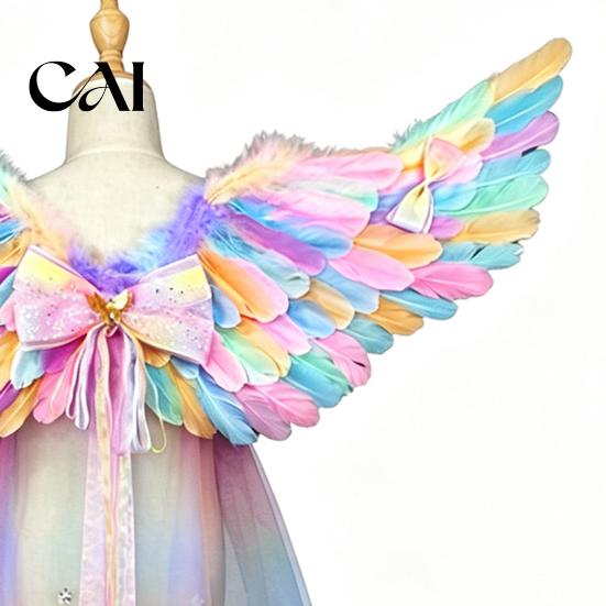 Photo Prop Angel Wings Feather Wing for Kids Girls, Colorful Elf Costumes Costume Birthday Party, Fairy Cosplay, Halloween, Performance Swan