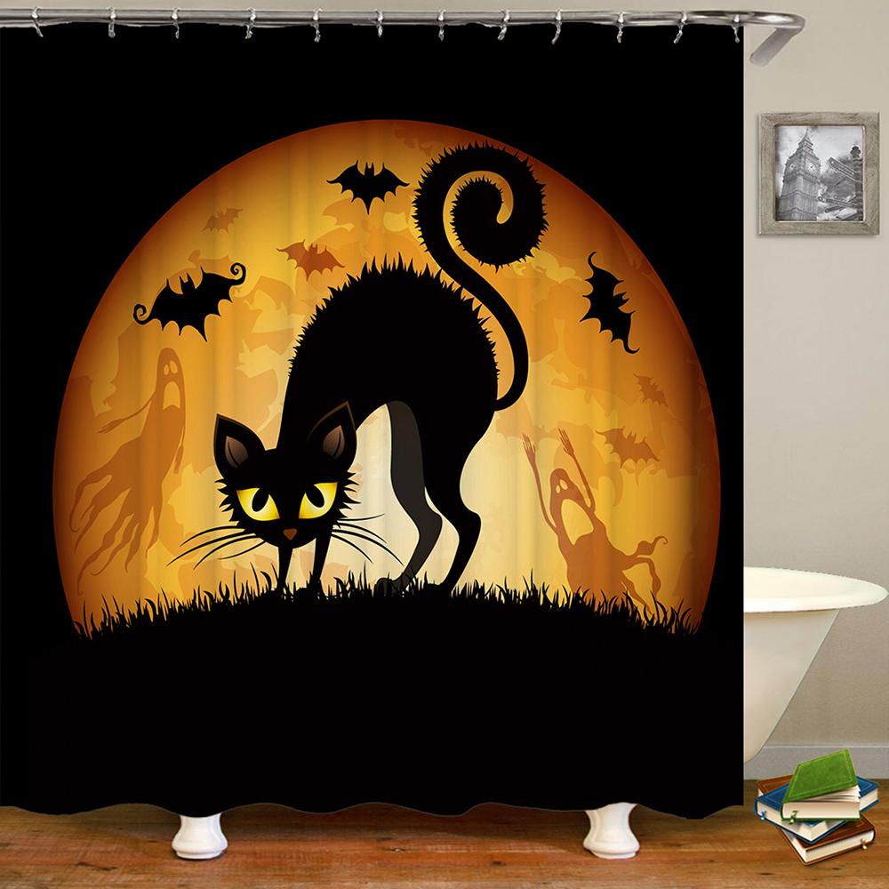 Cute Cat Animal Waterproof Polyester Shower Curtain With Hooks For Bathtub Bathroom Screens Home Decor Large Size Wall Cloth