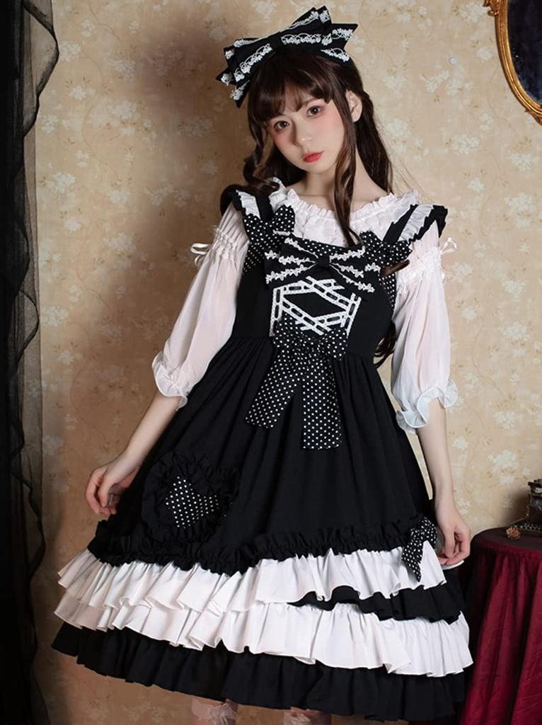 Alice Gothic Dot Ribbon JSK Gothic Lolita Dress Polka Dot Pattern Black [d. & Lolita] [d.Alice]