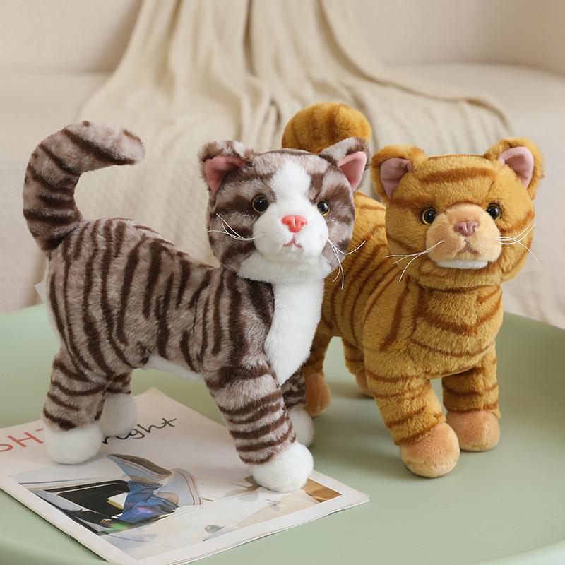 25CM Simulation Cat Doll Stuffed Animal Lifelike Pet Cat Toys Home Ornament Holiday Surprise Gift