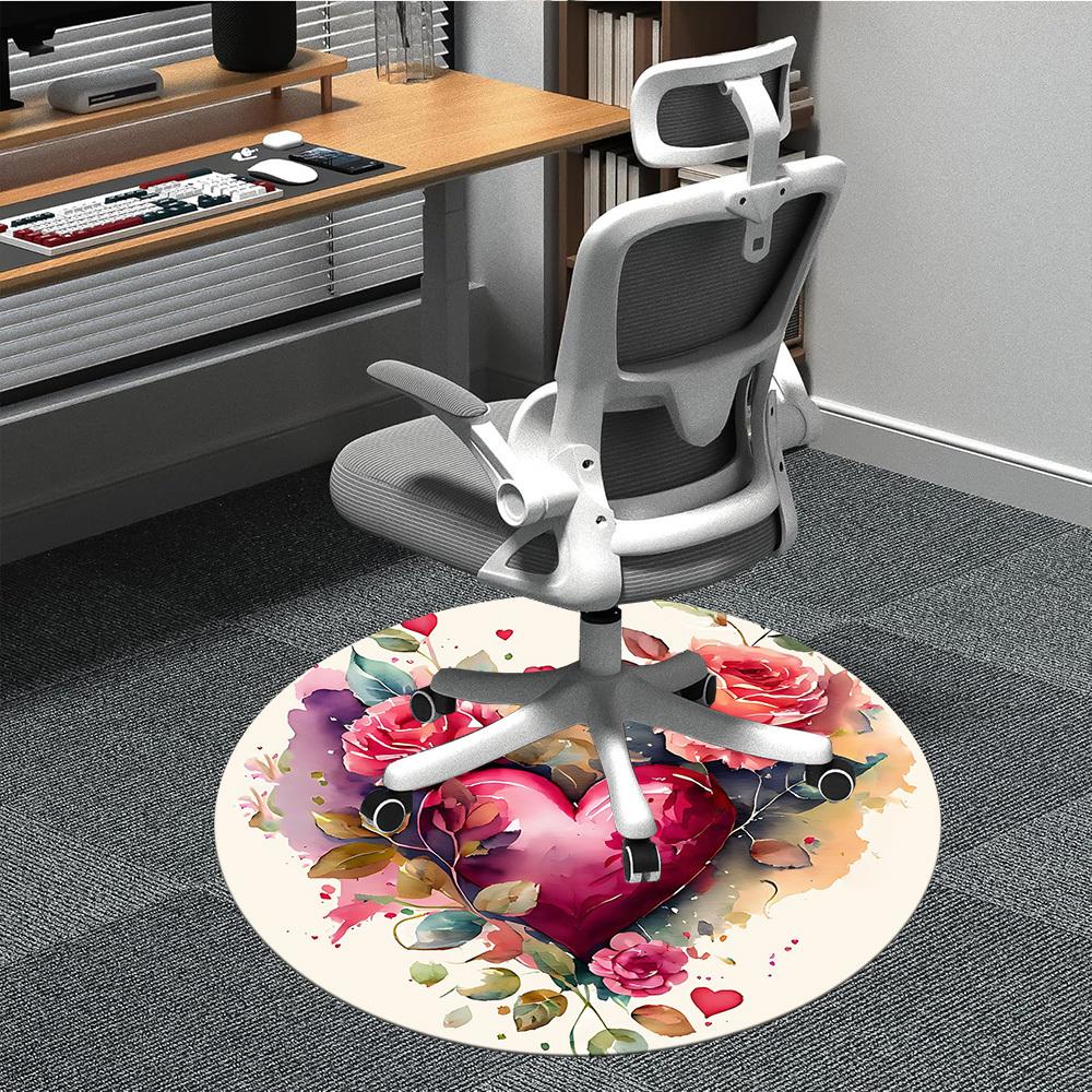 1pc Love Romance Office Round Area Rug, Indoor Mat Suitable ForOffice, Under Office Chairs Bedroom Living Room Home Decor T214
