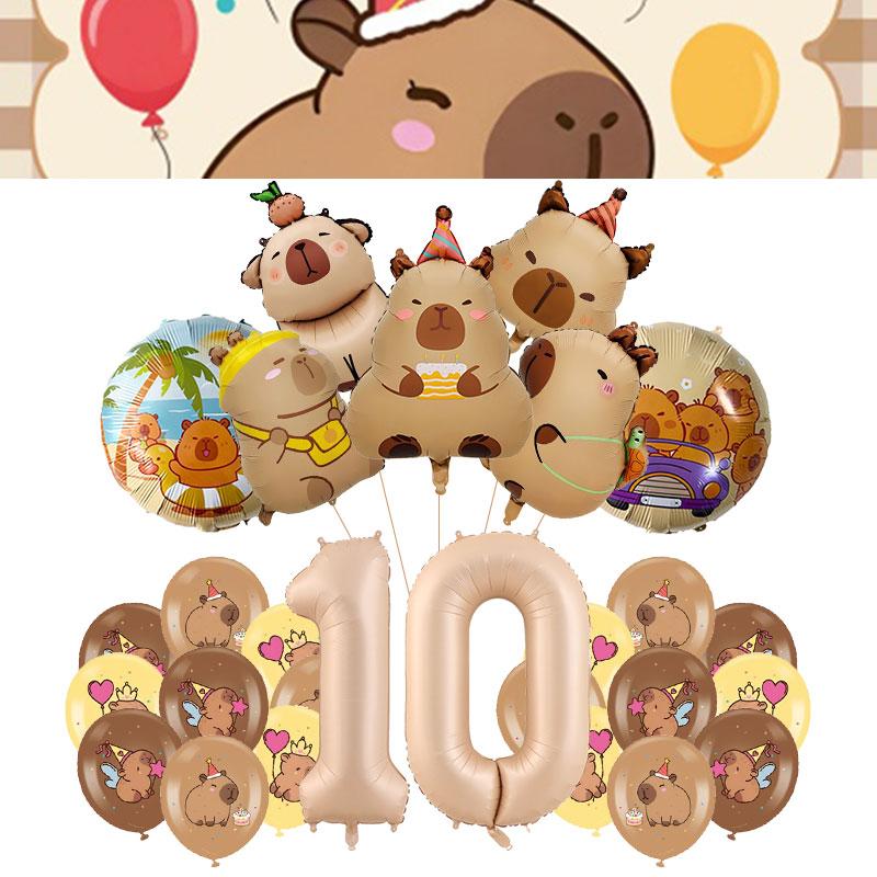 Capybara Decoration Birthday Party Favors Tableware Set Cup Plate Balloons Gift Bags Happy Banner Cake Topper Supplies for Girls