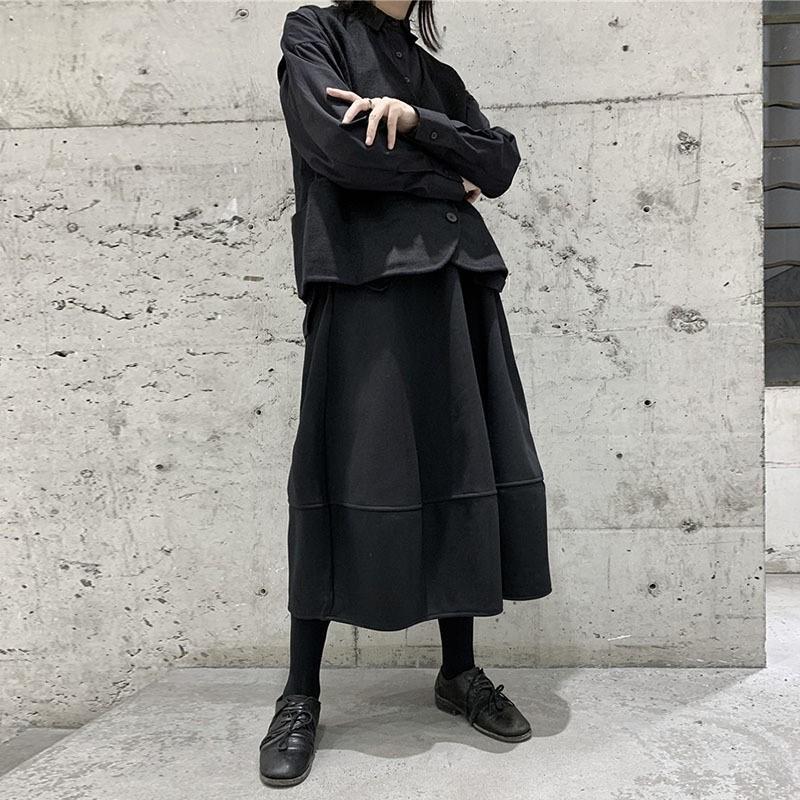 Johnature Autumn Winter Thickened Casual Balloon Skirt Versatile Stylish Elastic Waist Women Skirts