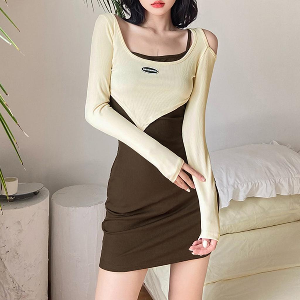 Spicy Girl Sexy Desire Slim Fit Hochelastisches Kleid Unregelmäßig Gefälschte Zweiteilige Einzelkleidung Unterteil Kurzer Wickelhüftrock