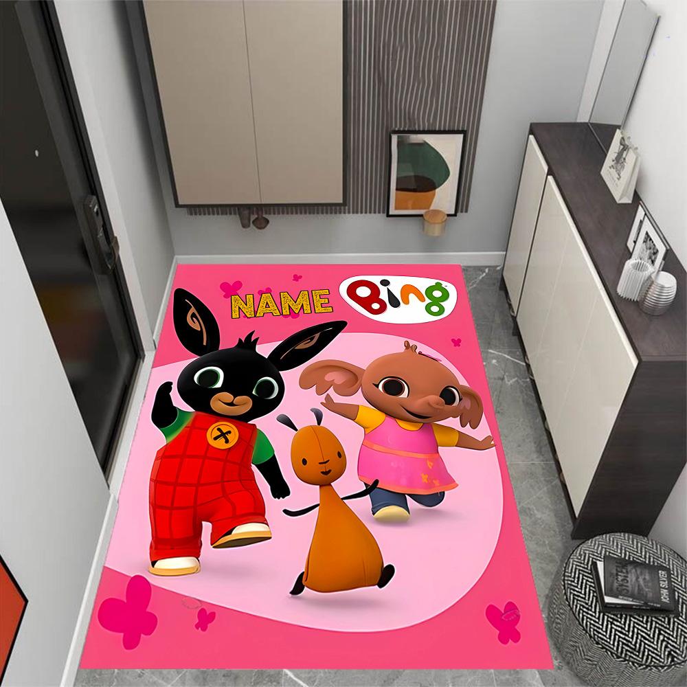 Bunny Friend Personalized Text Floor Mat Perfect for Balcony Hallway Decorate room Living Rooms Anti-slip Rug Anime Office Decor Best for Christmas