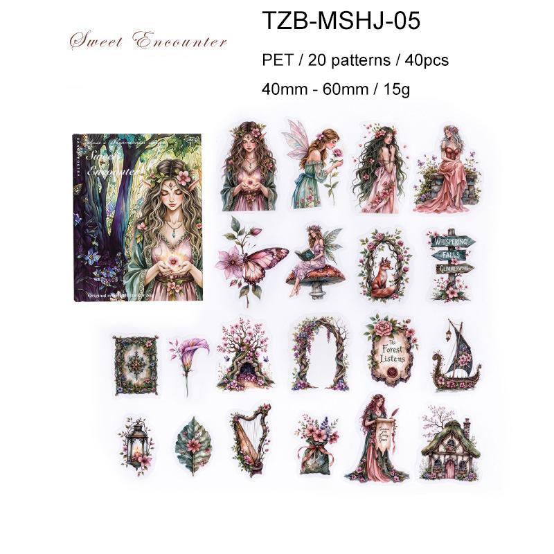 Muse Illusion Series Vintage Magic Elf Flower Character Landscape PET Sticker Creative DIY Journal Material Collage Stationery