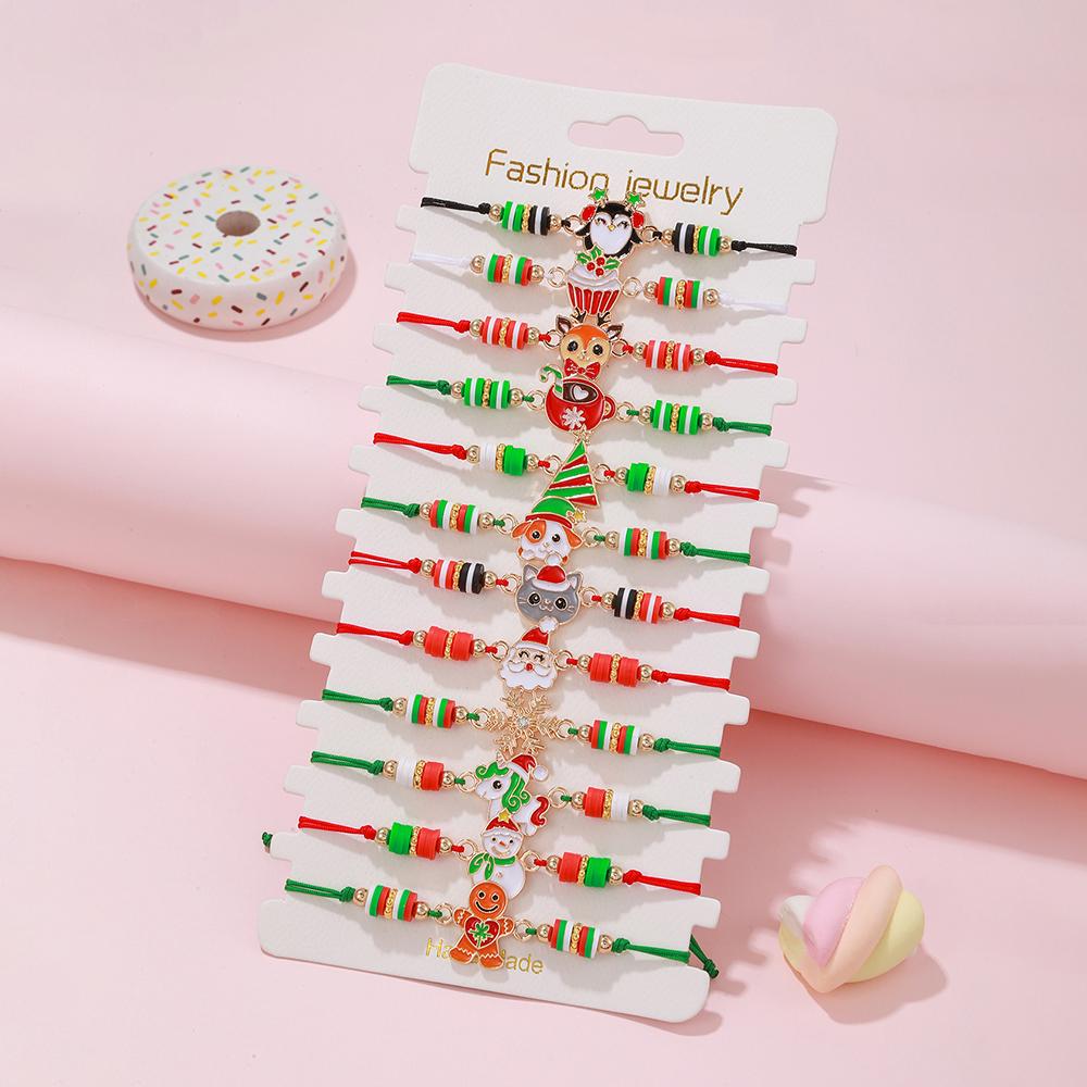 12Pcs/set Cute Cat Colorful Rope Rainbow Unicorn Charm Bracelets For Women Girls Birthday Christmas Jewelry Friendship Gift