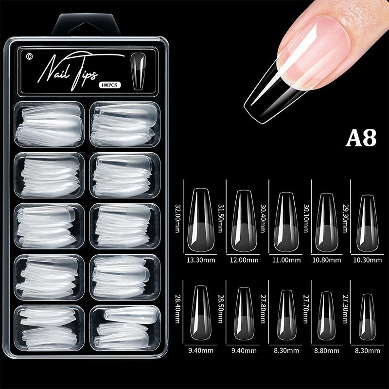 100Pcs Soft Gel False Nail Tips Short Square Coffin Almond Artificial Press On Fake Nails Extension Manicure Tools