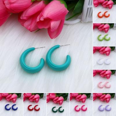 Color C-shaped Ear Studs Earrings Colorful Hoop Earrings Geometric Circle Lightweight Earrings Jewelry Gift