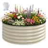 Galvanised Raised Garden Bed With Safety Edging Outdoor Raised Planter Box With Gloves 120 X 120 X 43 Cm Cream White