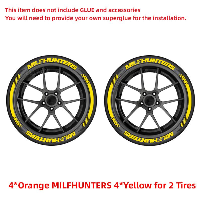 MILFHUNTERS 3D Tire Letter Decals PVC Waterproof Funny Racing Wheel Stickers Car Accessories