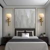 Natural marble LED wall lamp flower shaped brass E14 bulb Nordic luxury living room staircase wall lamp bedroom lighting fixture