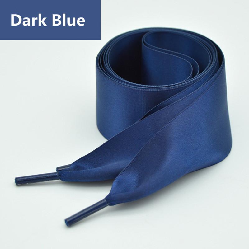 4 cm Brede Satijnen Zijde Lint Strik Schoenveters 80/100/120/160 cm Lengte Sneakers Sportschoenen Witte Schoenen Veters 120cm donkerblauwe kleur