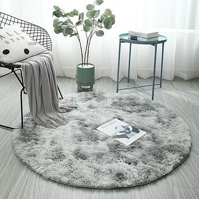 Seidenwoll-Tie-Dye-Teppich: Moderner Langhaar-Rundteppich für Wohnzimmer oder Schlafzimmer