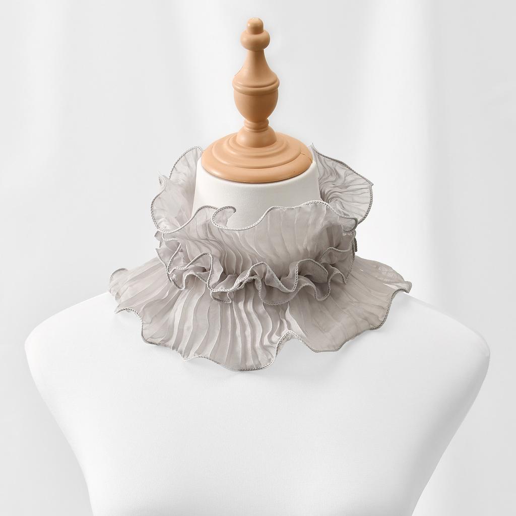 Spring and Summer New Lace Scarf Women's Multifunctional Versatile Shirt Collar Fashionable Decoration Lace Ruffle Edge Neck Cov