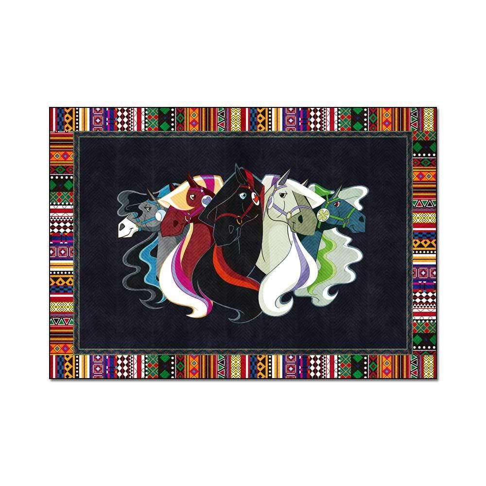 

Fashionable Carpet Ethnic Style Border Black Green Orange and Yellow Color Rugs for Kitchen Living Room Bedroom Bedside Mat 40x60cm